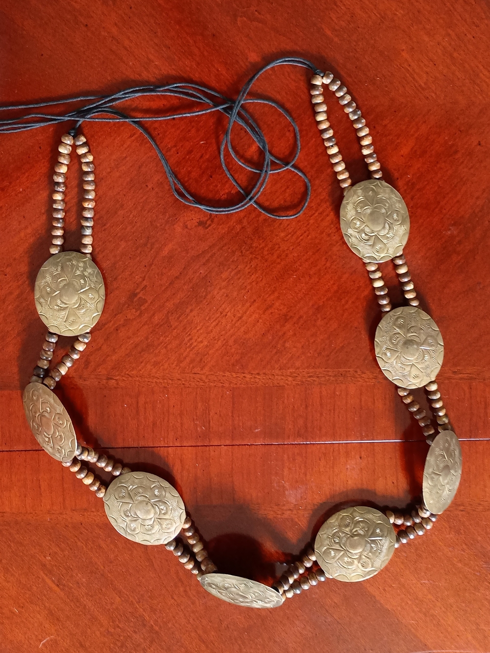Bohemian Brass Floral Disc Belt in Gold and Brown